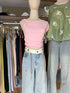 Women Rib Drawn-String Wide Leg Jeans